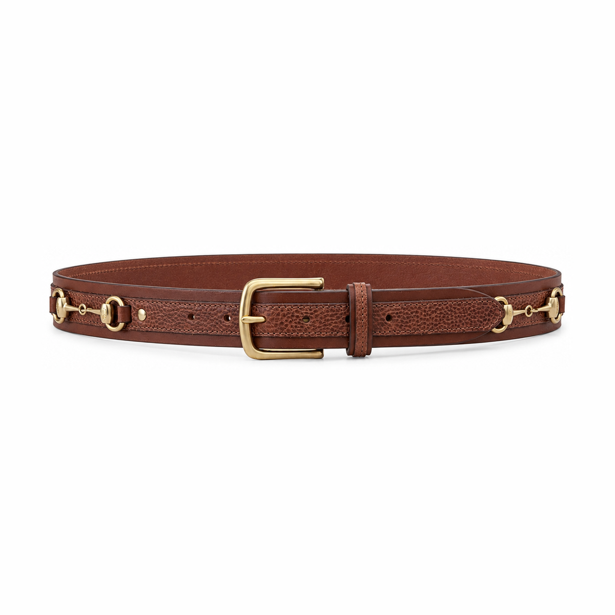 Beaufort Smooth Wax leather belt with gold-tone snaffle fittings
