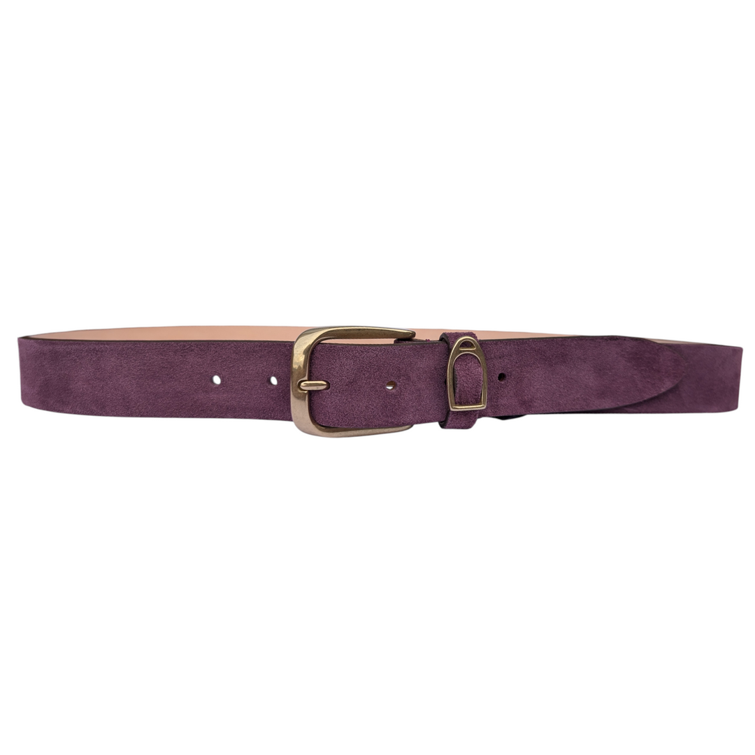 Chatsworth purple suede belt, front view