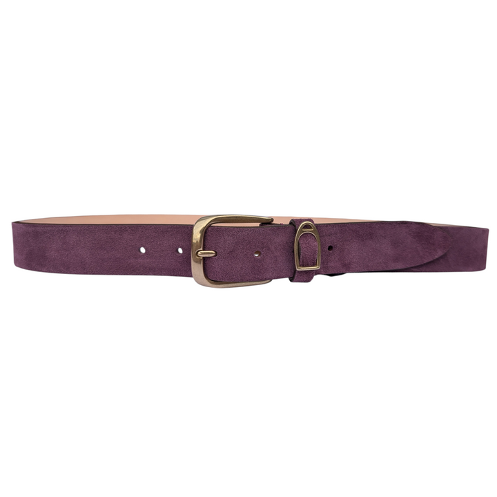 Chatsworth purple suede belt, front view