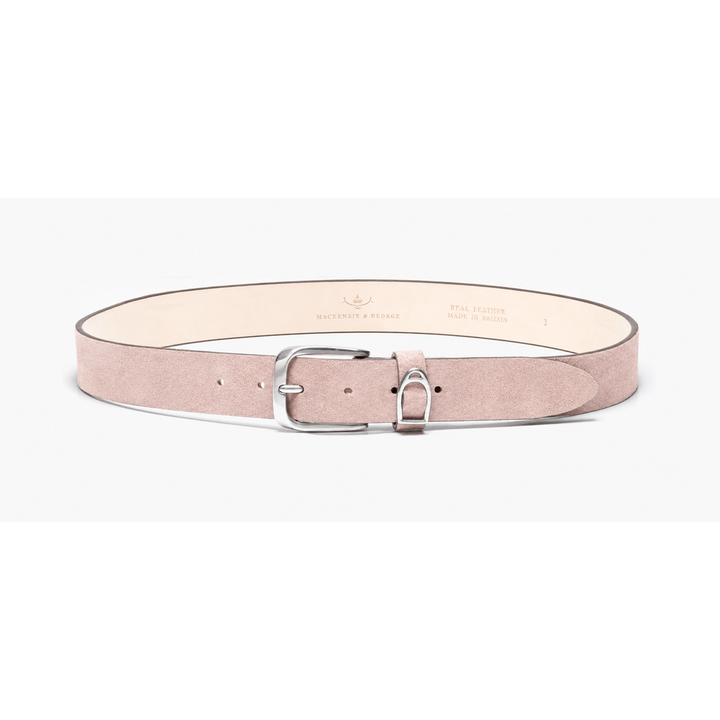 Chatsworth blush suede belt with silver-tone buckle