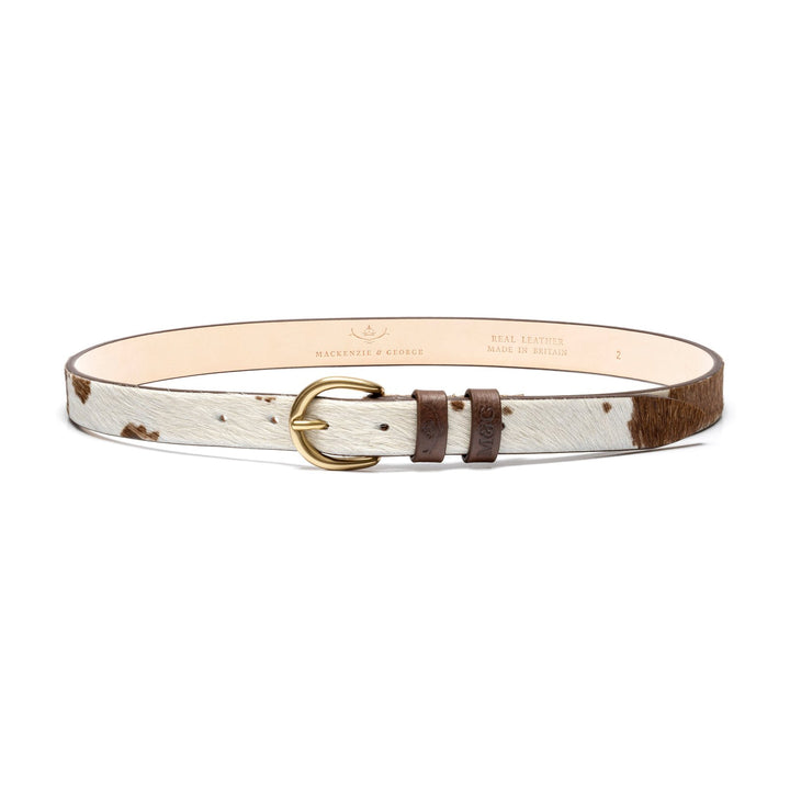 Ledbury Skinny brown-and-white hair-on-hide belt