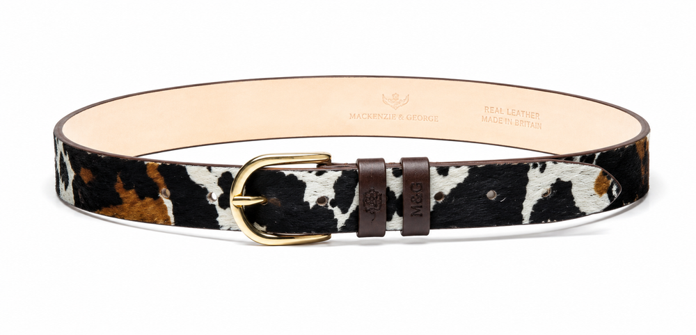 Ledbury tricolour hair-on-hide belt with gold-tone buckle
