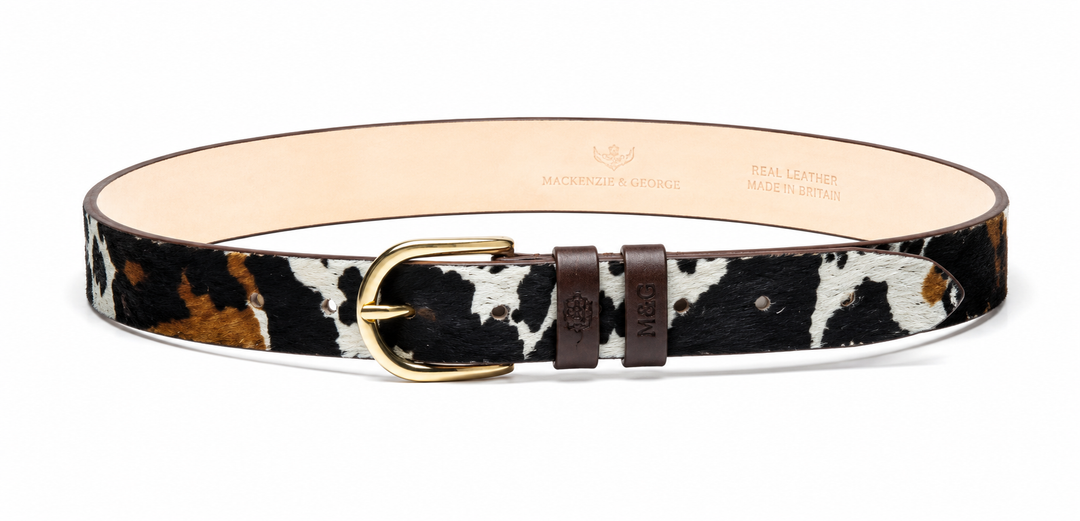 Ledbury tricolour hair-on-hide belt with gold-tone buckle