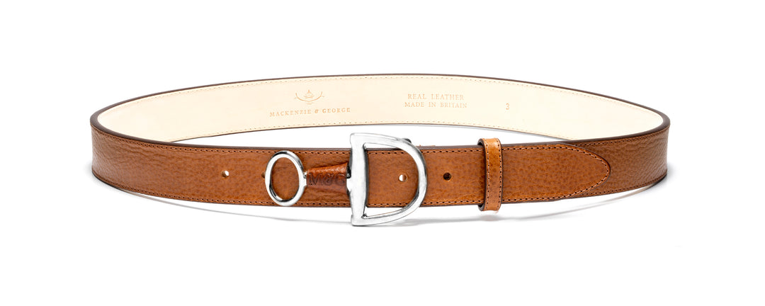 Windsor tan leather belt with silver-tone fittings