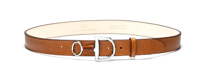 Windsor tan leather belt with silver-tone fittings