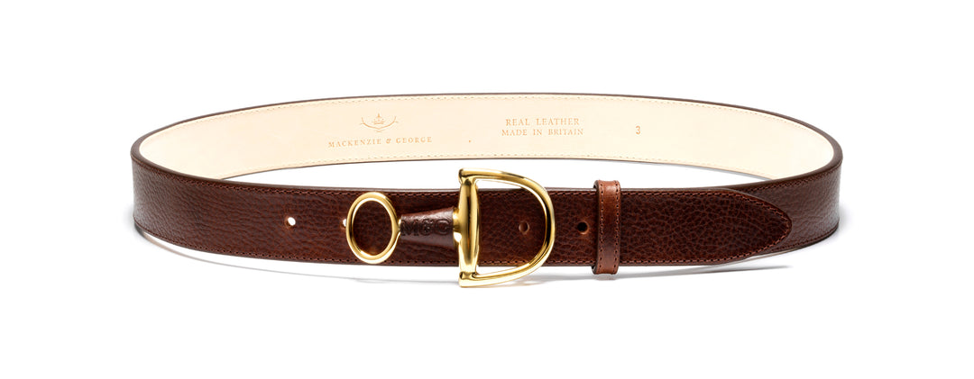 Windsor brown leather belt with gold-tone fittings