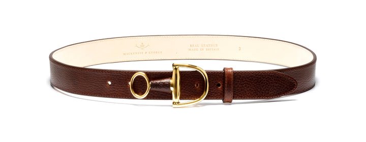 Windsor brown leather belt with gold-tone fittings