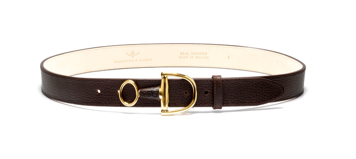 Windsor dark brown leather belt with gold-tone fittings