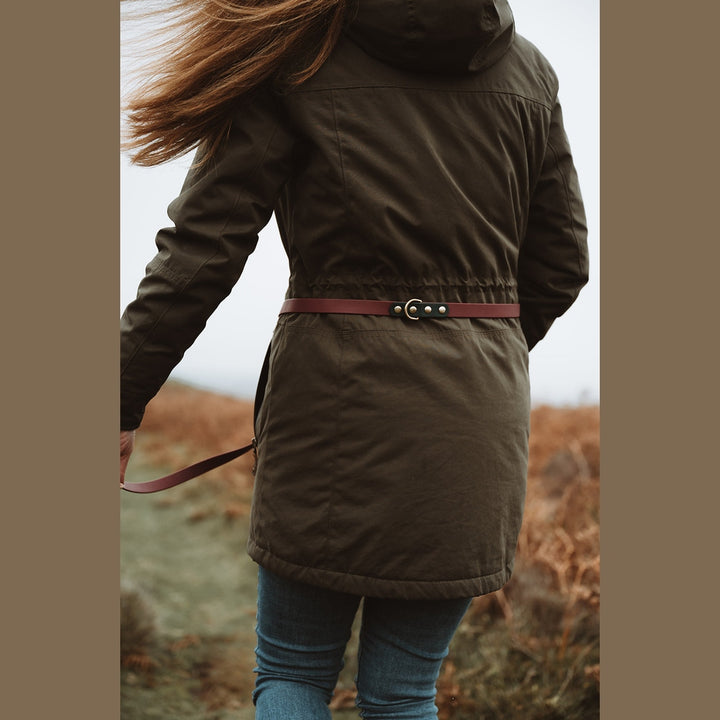 Rear detail of the Biothane multi-way lead worn around the waist