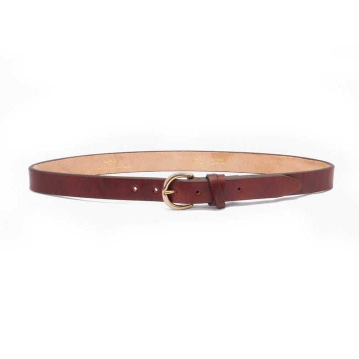 Devon brown leather belt with gold-tone buckle