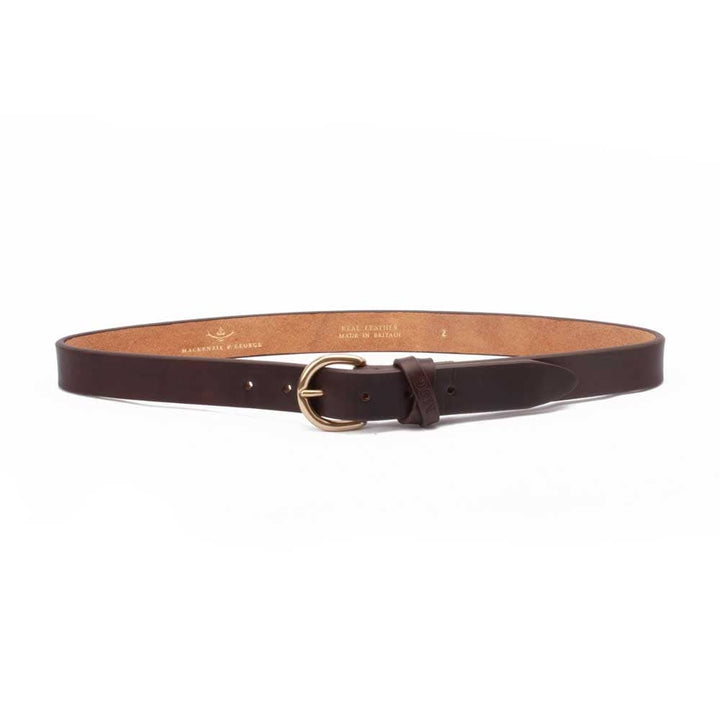 Devon dark brown leather belt with gold-tone buckle