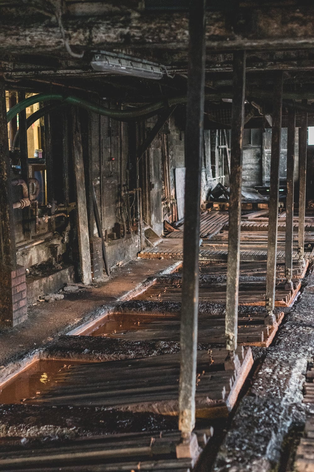 Traditional tanning pits inside a tannery