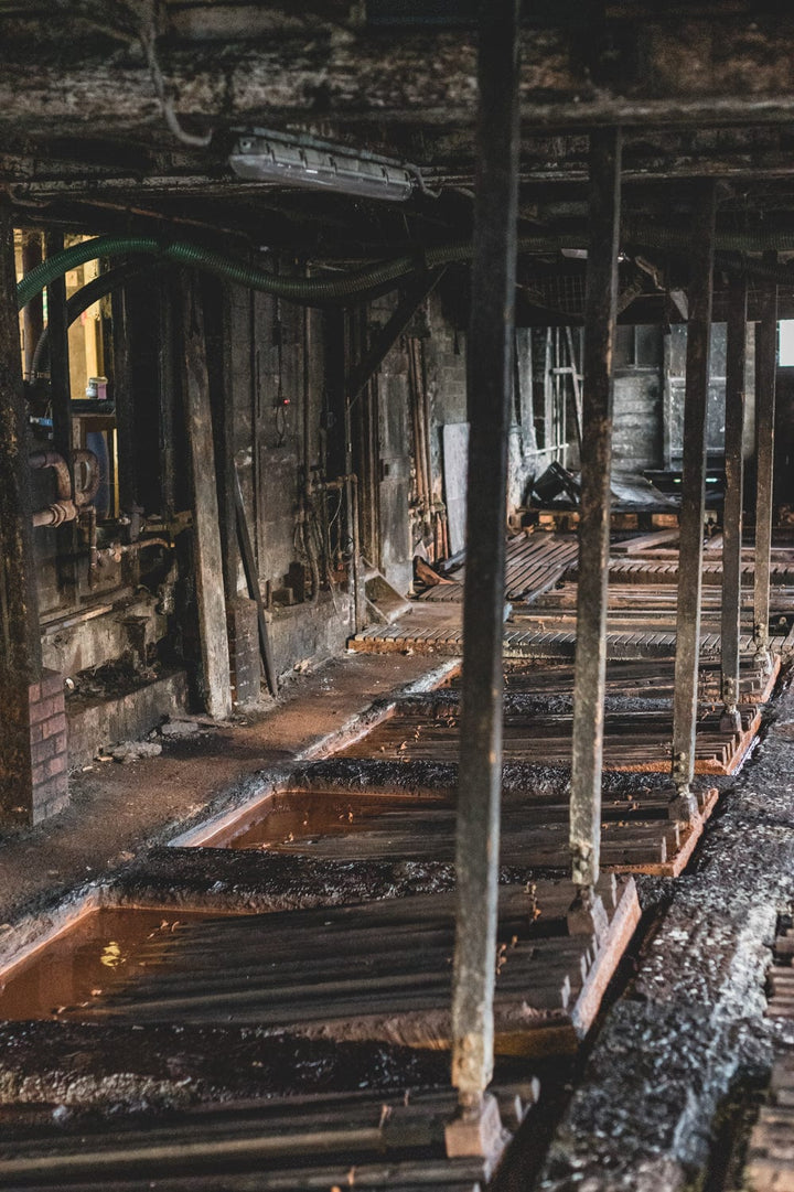 Traditional tanning pits inside a tannery