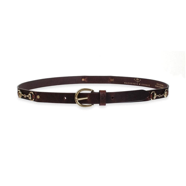 Badminton dark brown leather snaffle belt with gold-tone fittings