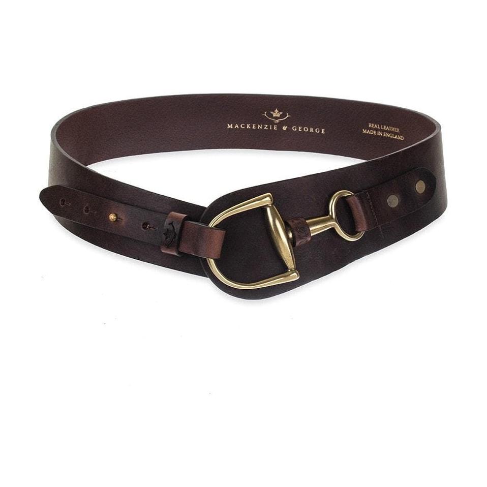 Burghley dark brown leather belt with stirrup buckle