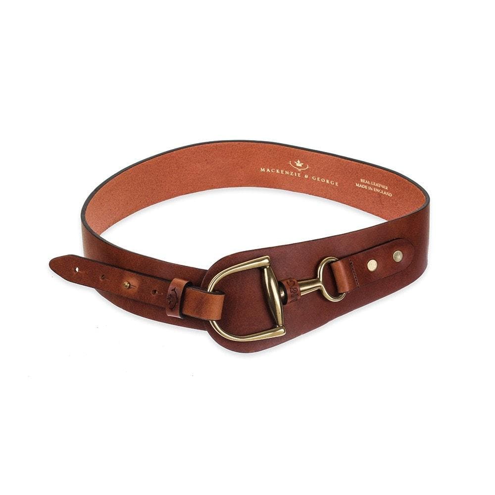 Burghley chestnut leather belt with stirrup buckle