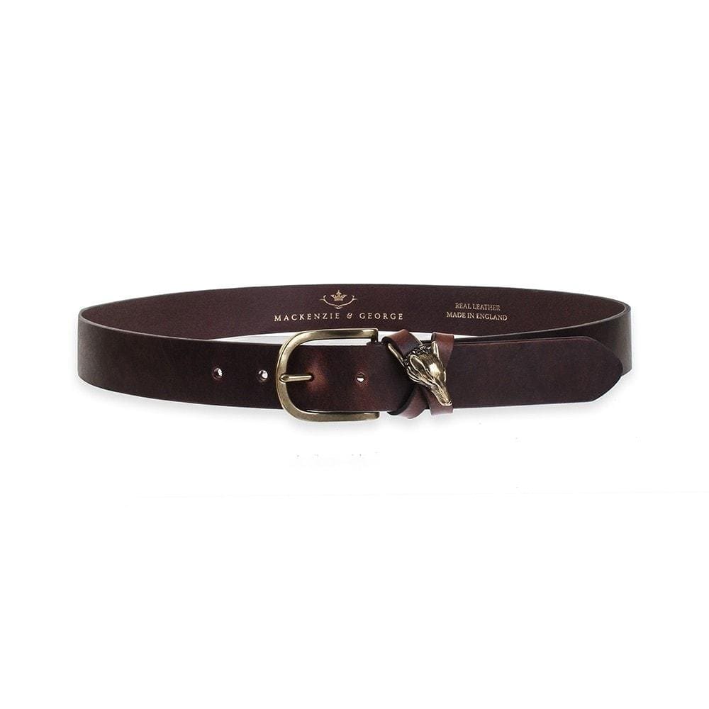 Cross Fox dark brown leather belt with fox-head keeper