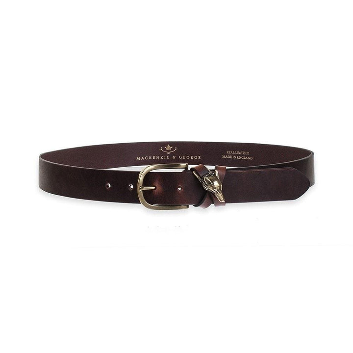 Cross Fox dark brown leather belt with fox-head keeper