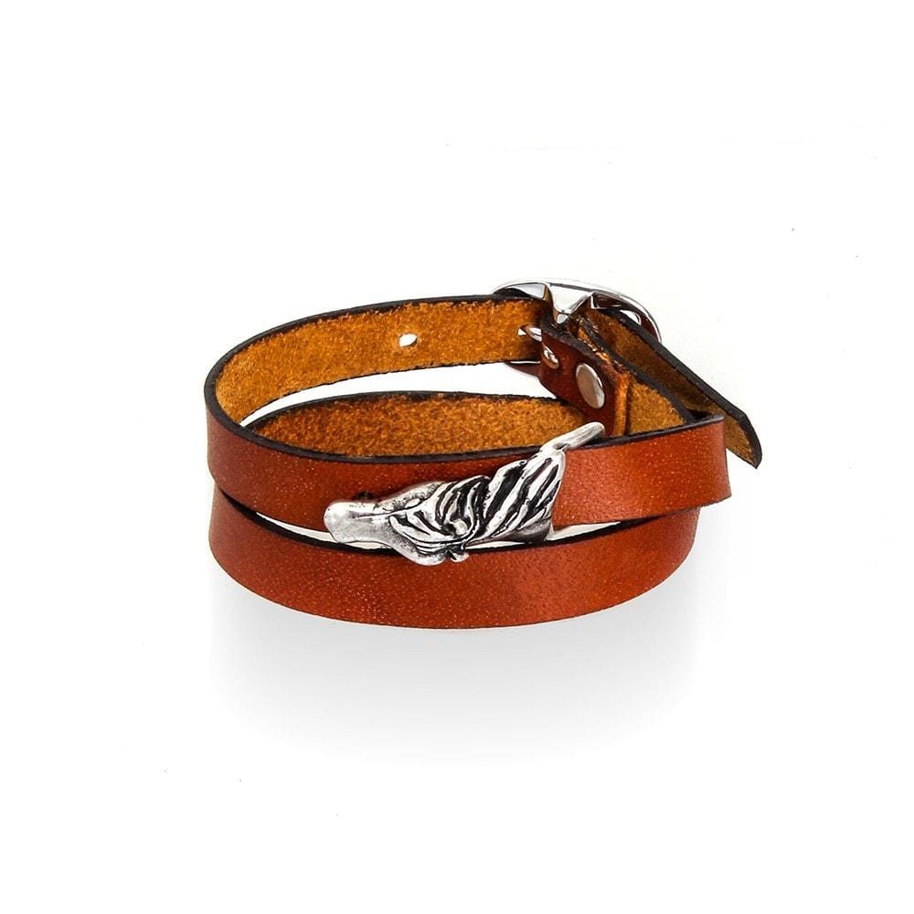 Crossed Horse Bracelet Double Wrapped Leather Mackenzie George