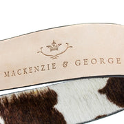 Mackenzie & George Hair On Hide Leather Belt British-made-leather-goods Ledbury - Hair on hide cow print belt | Mackenzie & George tan oak brown chocolate mahogany