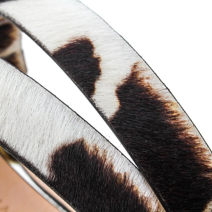 Close-up of natural hide markings on Ledbury Skinny belts
