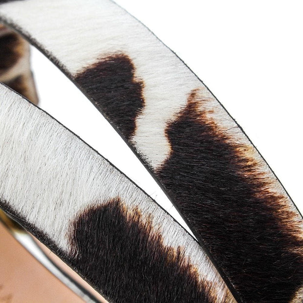 Mackenzie & George Hair on Hide Leather Belt British-made-leather-goods Ledbury Skinny - hair on hide cow print | Mackenzie & George tan oak brown chocolate mahogany