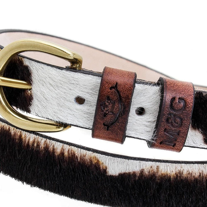 Close-up of the Ledbury Skinny buckle and embossed keepers