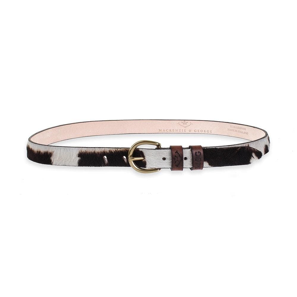 Ledbury Skinny black-and-white hair-on-hide belt