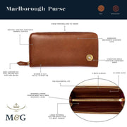 Mackenzie & George British-made-leather-goods Marlborough Purse - Veg Tan Leather Zipped Purse UK Shotgun Cartridge tan oak brown chocolate mahogany