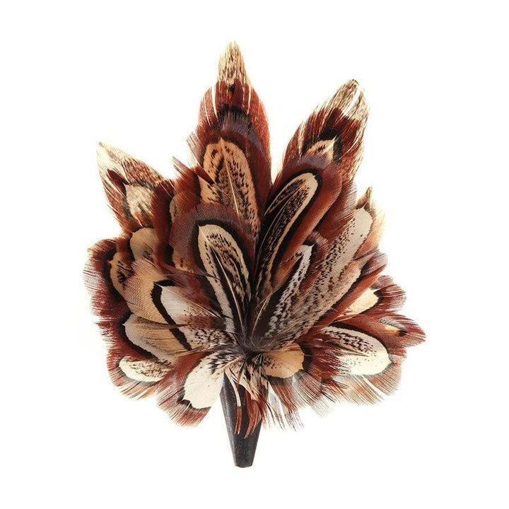 Pheasant Church Window (Mini) feather brooch, full view