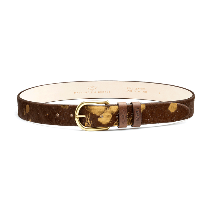 Tetbury Shine Edition brown-and-gold hair-on-hide belt