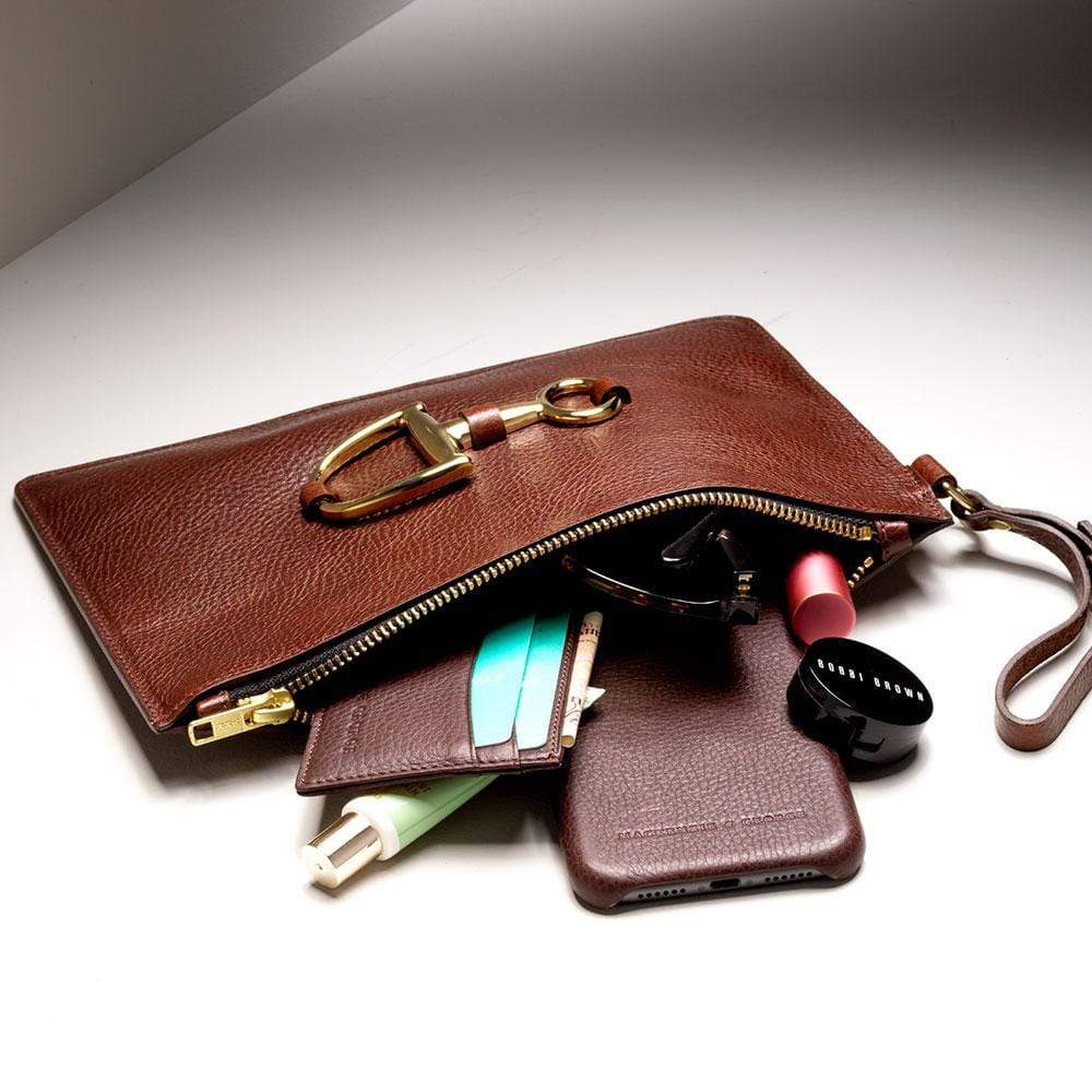 Mackenzie & George Leather Clutch Bag British-made-leather-goods tan oak brown chocolate mahogany