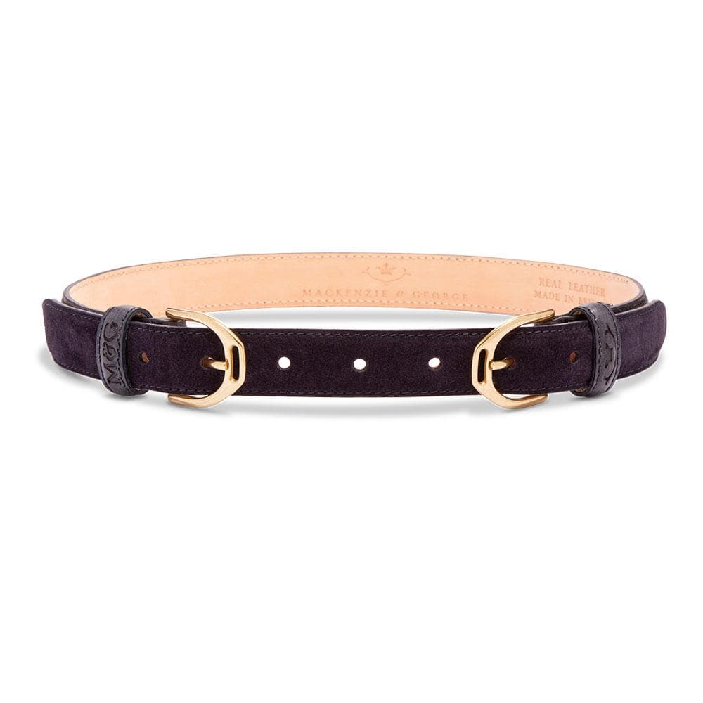 Clifton Cinch dark suede and leather belt with two gold-tone buckles