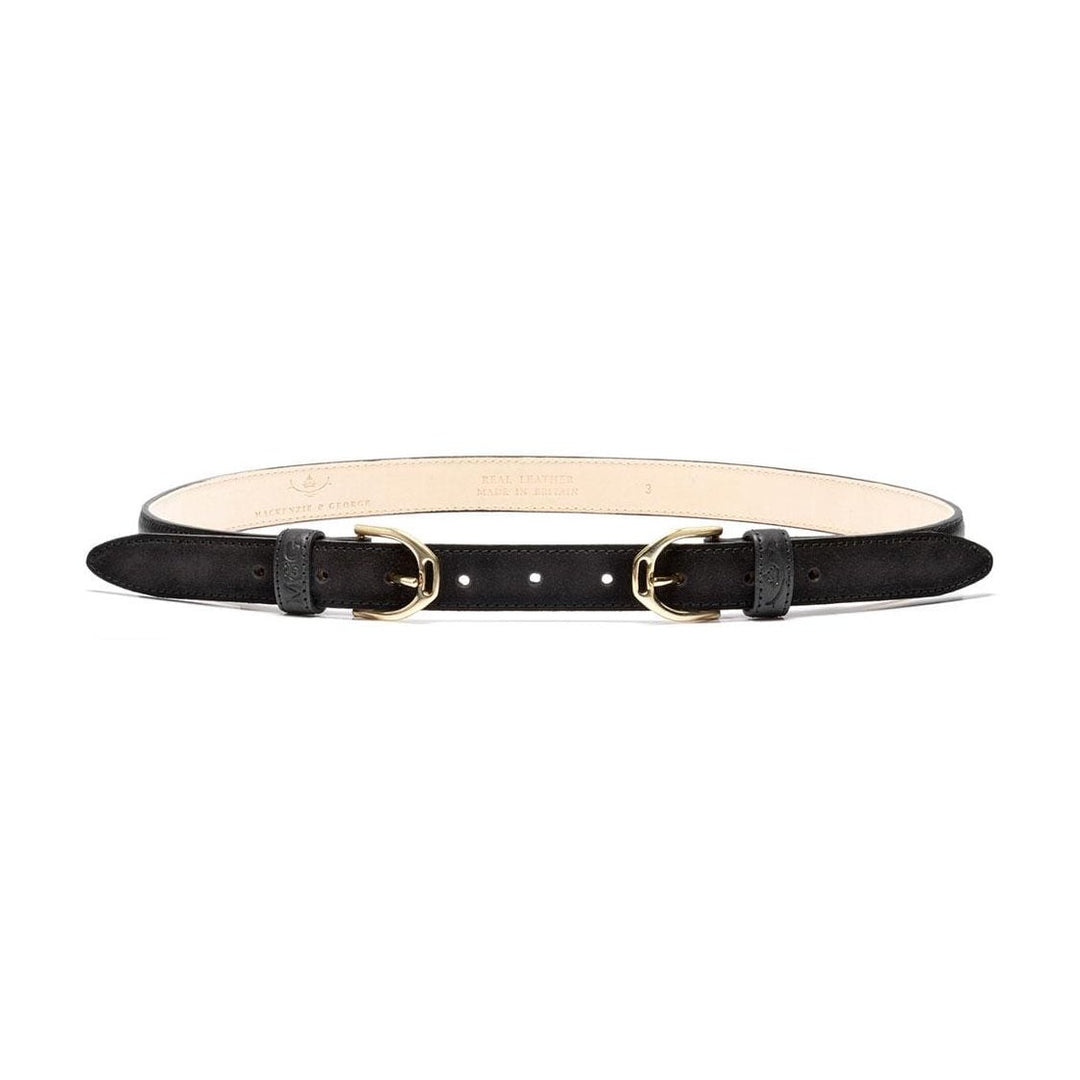 Clifton Cinch black suede and leather belt with two buckles