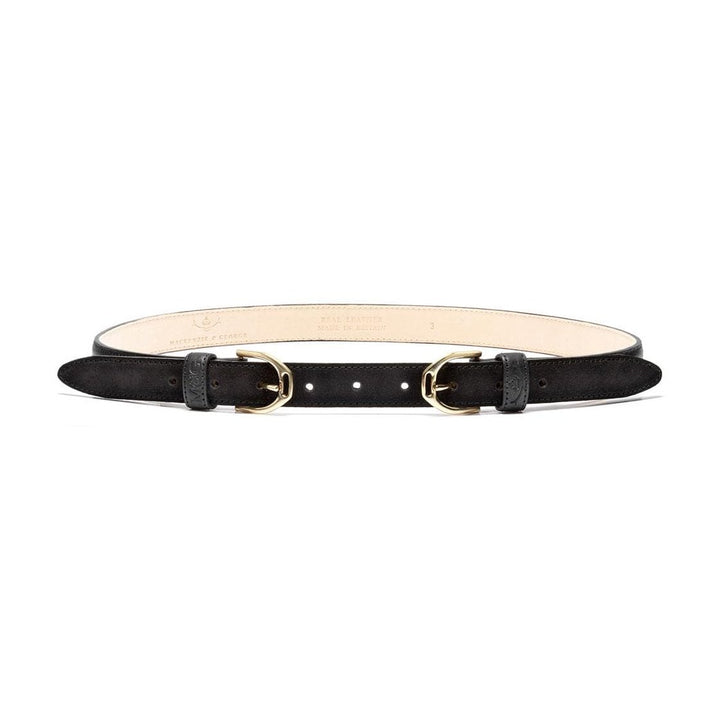 Clifton Cinch black suede and leather belt with two buckles