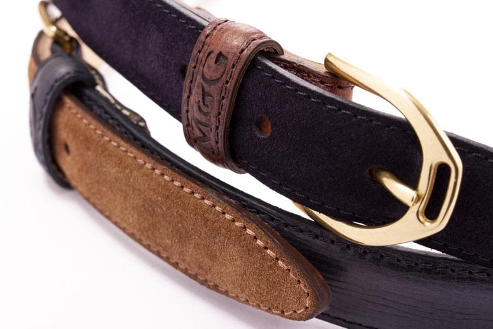 Clifton Cinch belts showing contrasting suede panels and buckles