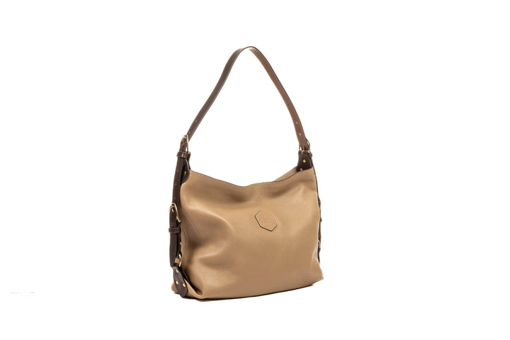 Neutral leather Clifton Tote with shoulder strap