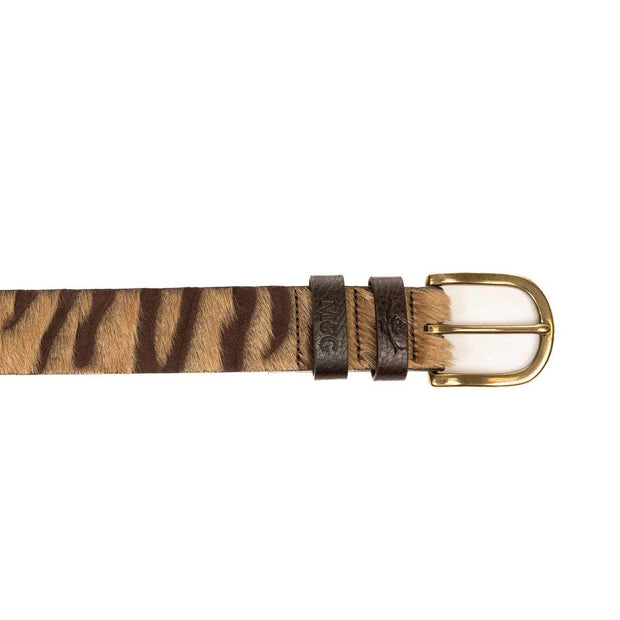 Mackenzie & George Hair On Hide Leather Belt British-made-leather-goods tan oak brown chocolate mahogany