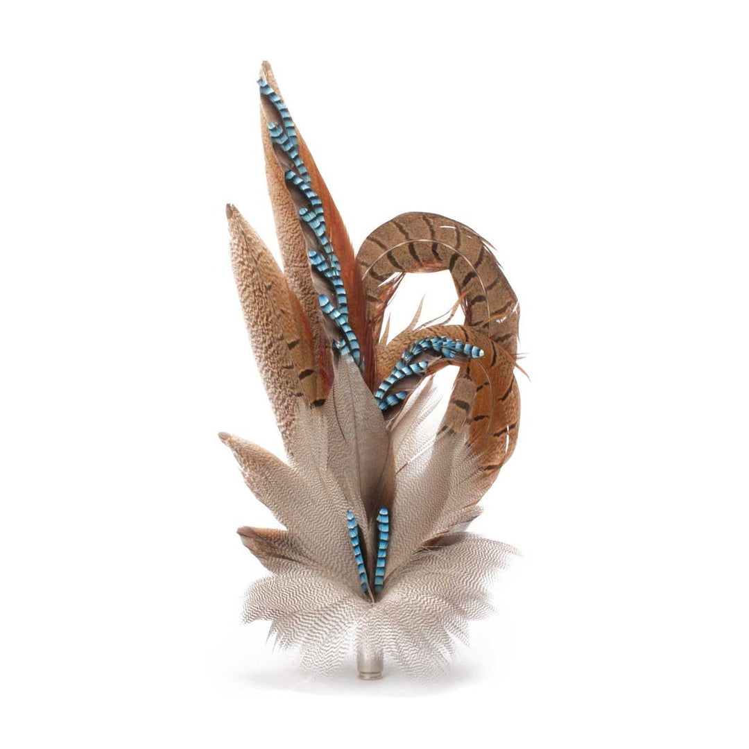 Jay & Pheasant Biot (Large) feather brooch, full view